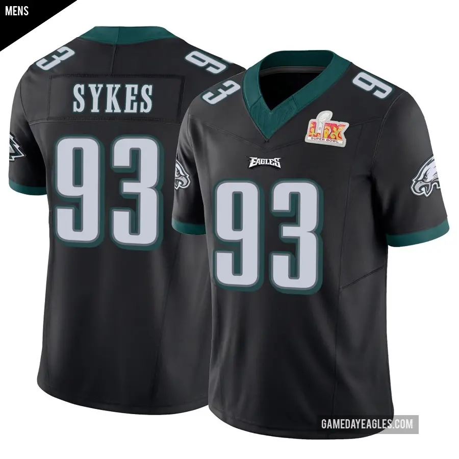 Men's Philadelphia Eagles ＃93 Jacob Sykes Black Limited Vapor F.U.S.E. Super Bowl LIX Jersey