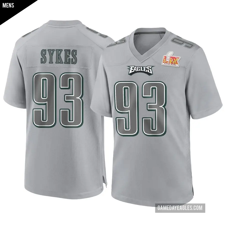 Men's Philadelphia Eagles ＃93 Jacob Sykes Gray Game Atmosphere Fashion Super Bowl LIX Jersey