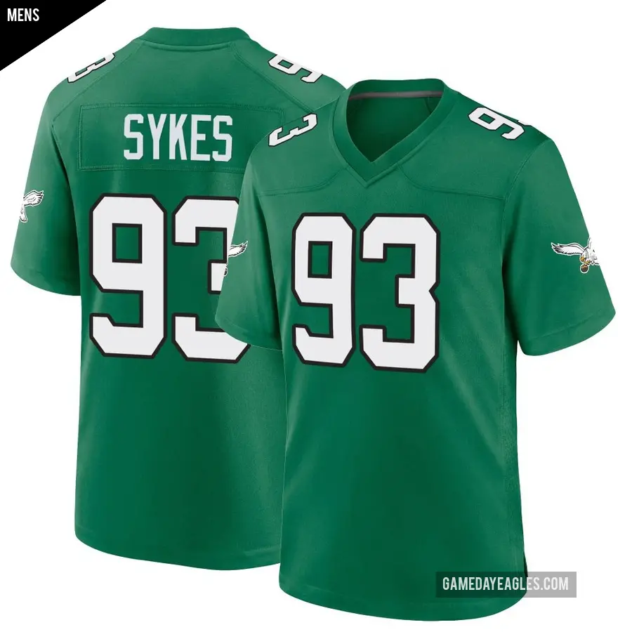 Men's Philadelphia Eagles ＃93 Jacob Sykes Green Game Kelly Alternate Jersey