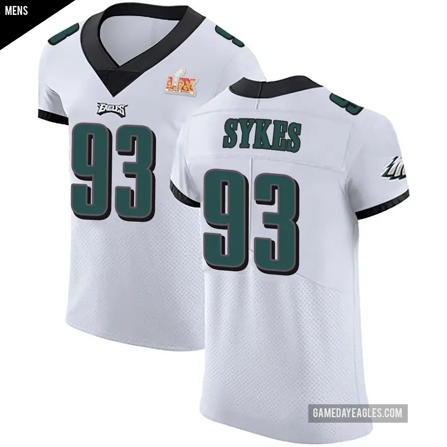 Men's Philadelphia Eagles ＃93 Jacob Sykes White Elite Vapor Untouchable Super Bowl LIX Jersey