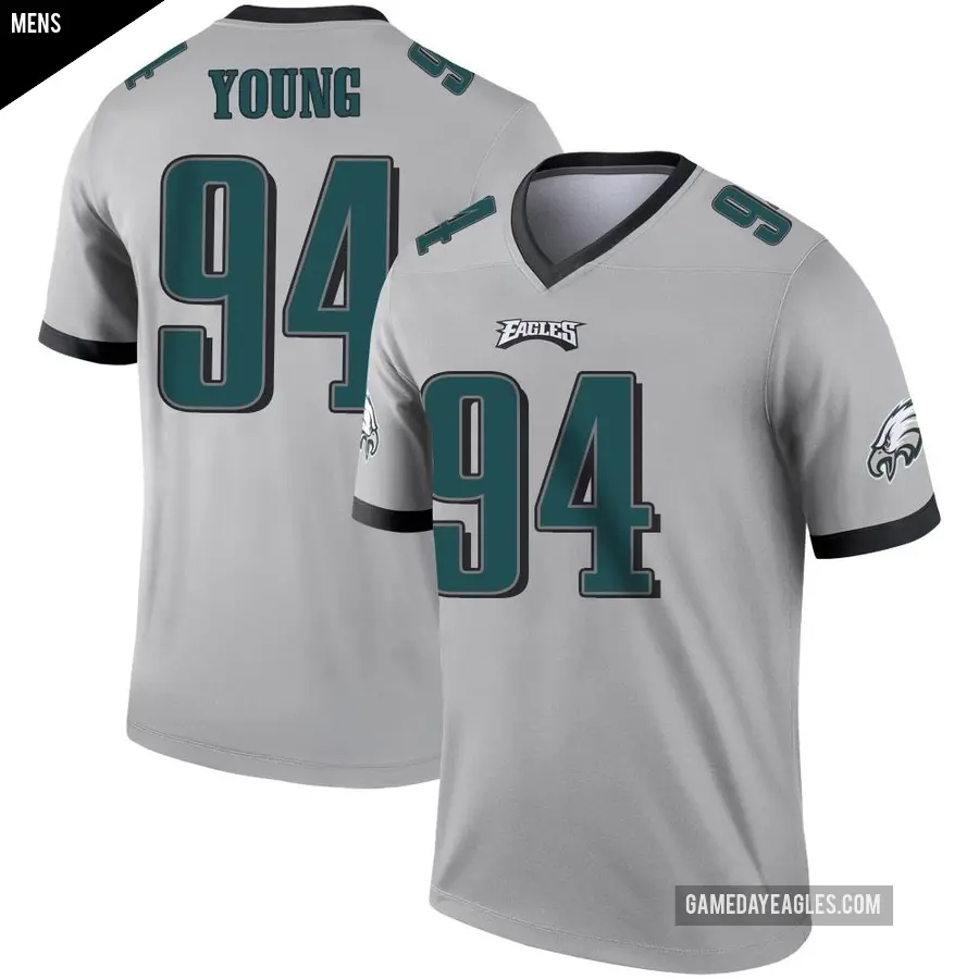 Men's Philadelphia Eagles ＃94 Byron Young Legend Silver Inverted Jersey