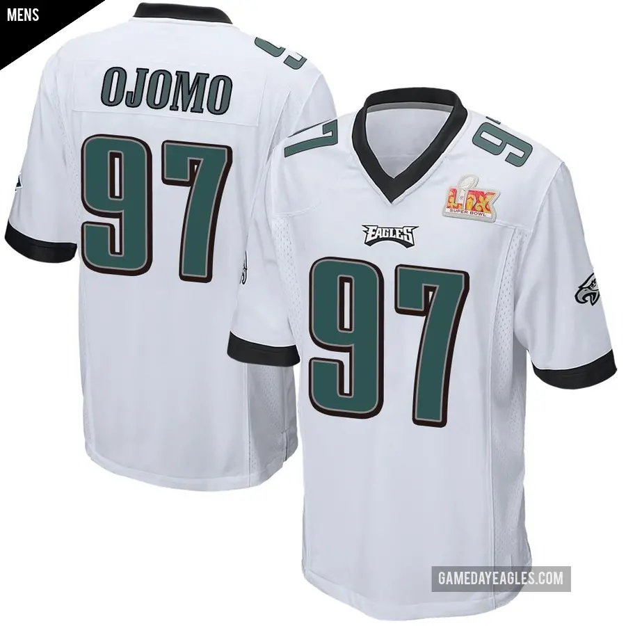 Men's Philadelphia Eagles ＃97 Moro Ojomo White Game Super Bowl LIX Jersey