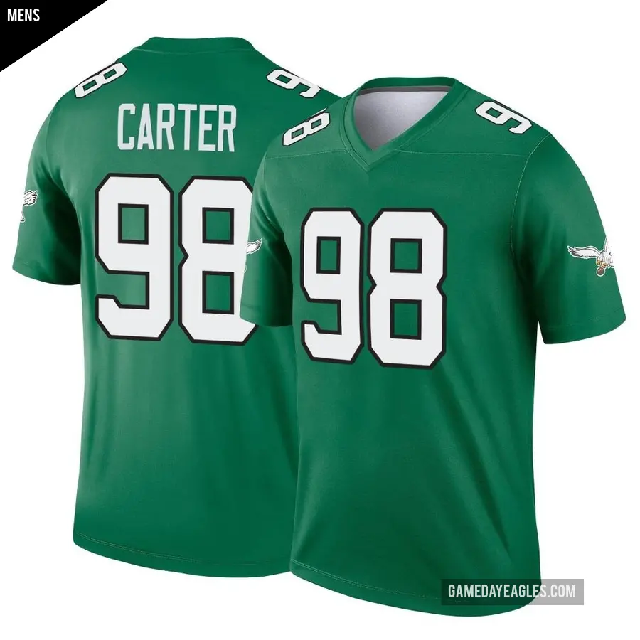 Men's Philadelphia Eagles ＃98 Jalen Carter Green Legend Kelly Alternate Jersey