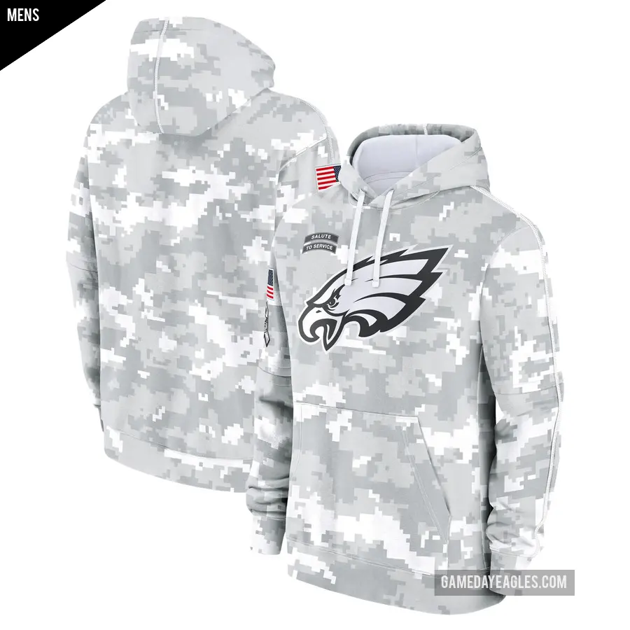 Men's Philadelphia Eagles Arctic Camo 2024 Salute to Service Club Fleece Pullover Hoodie