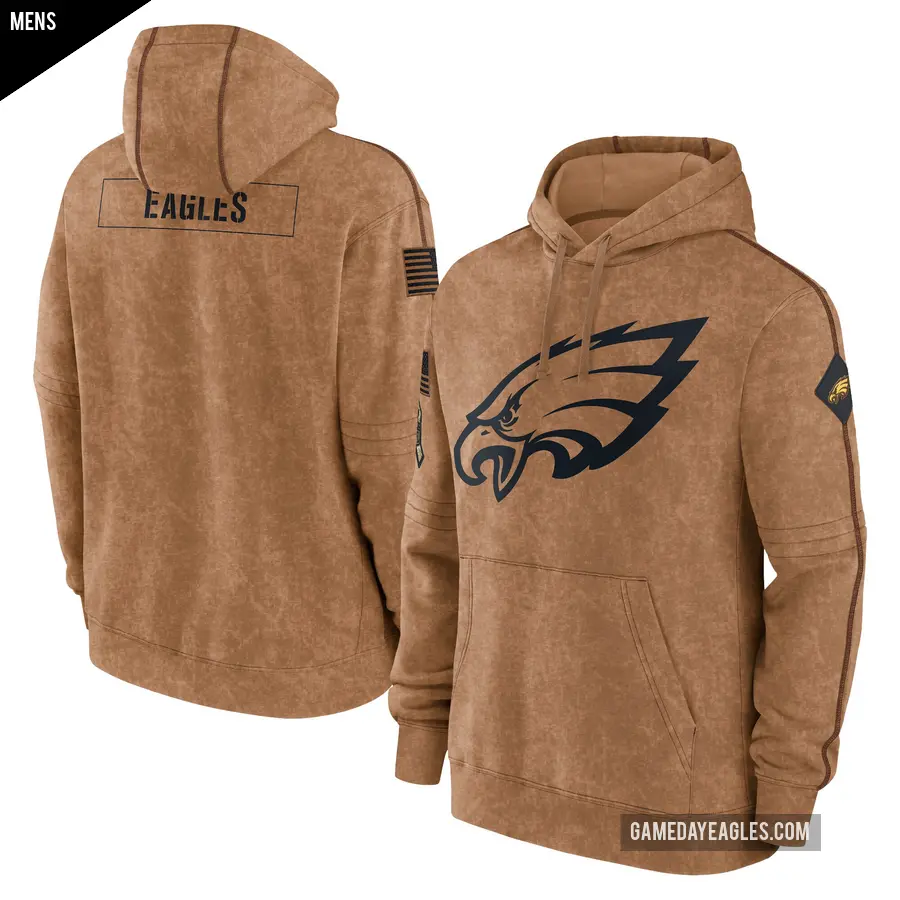 Men's Philadelphia Eagles Brown 2023 Salute to Service Club Pullover Hoodie