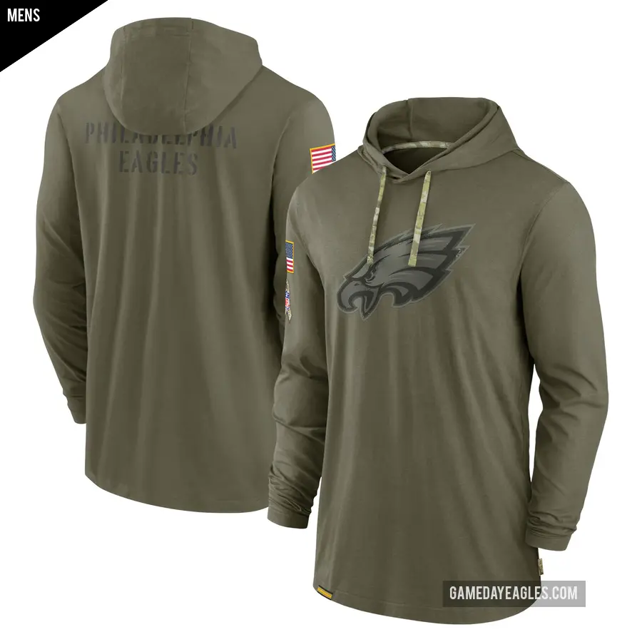 Men's Philadelphia Eagles Olive 2022 Salute to Service Tonal Pullover Hoodie