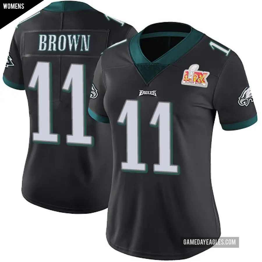 Women's Philadelphia Eagles ＃11 A.J. Brown Black Limited Alternate Vapor Untouchable Super Bowl LIX Jersey