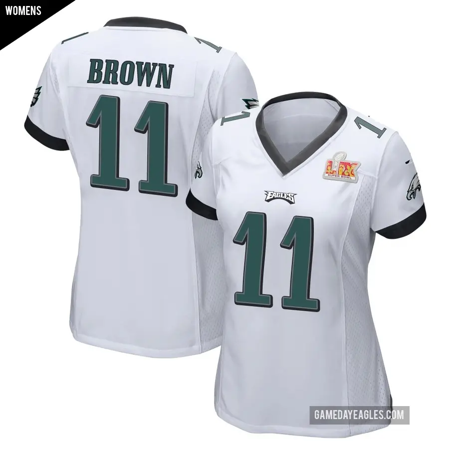 Women's Philadelphia Eagles ＃11 A.J. Brown White Game Super Bowl LIX Jersey
