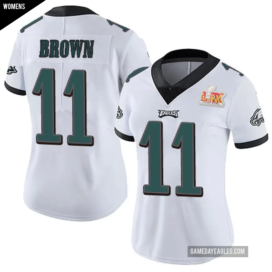 Women's Philadelphia Eagles ＃11 A.J. Brown White Limited Vapor Untouchable Super Bowl LIX Jersey