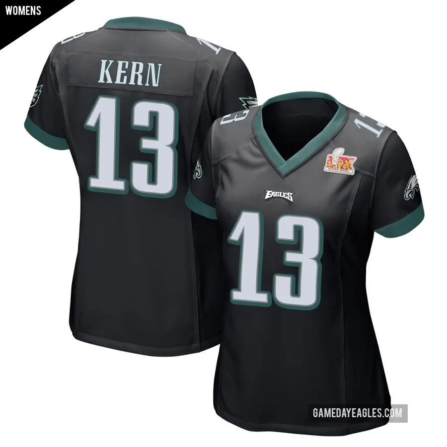 Women's Philadelphia Eagles ＃13 Brett Kern Black Game Alternate Super Bowl LIX Jersey