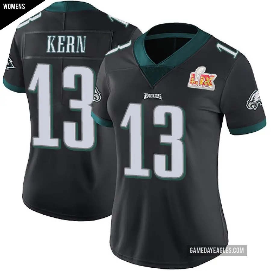 Women's Philadelphia Eagles ＃13 Brett Kern Black Limited Alternate Vapor Untouchable Super Bowl LIX Jersey