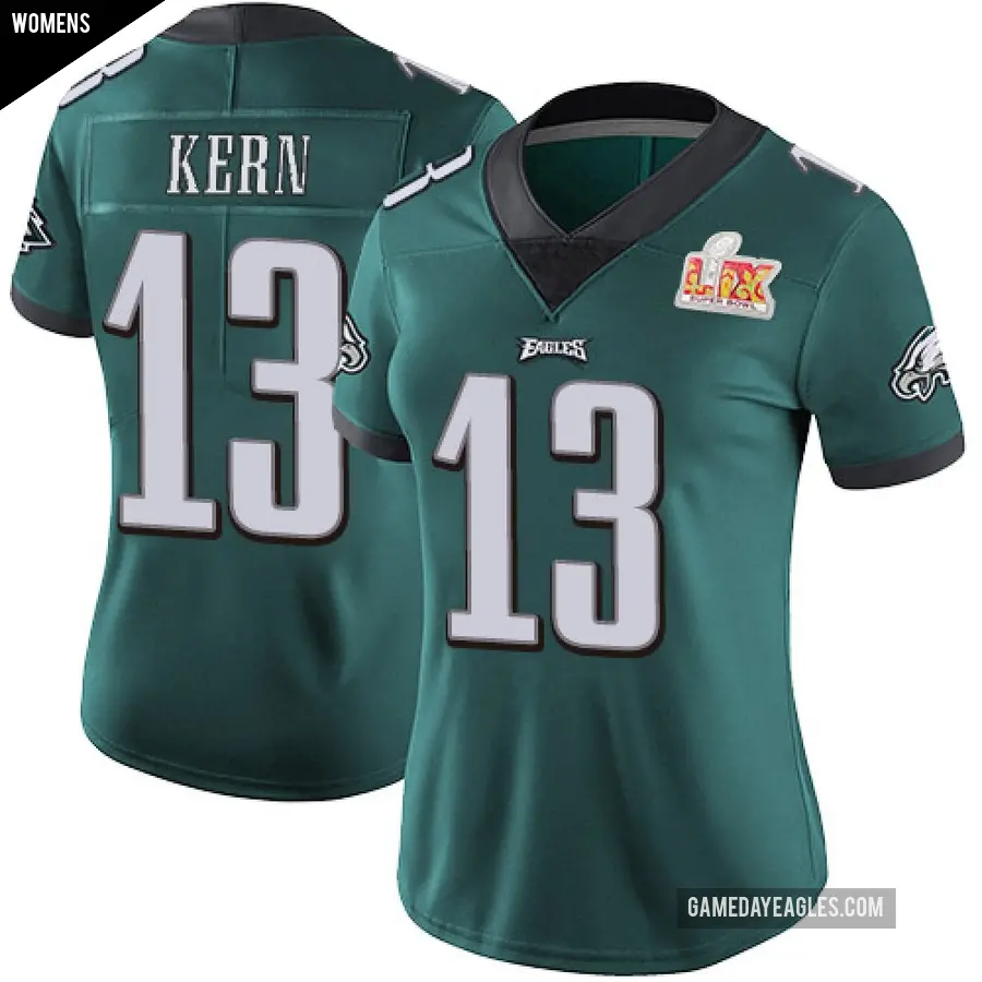 Women's Philadelphia Eagles ＃13 Brett Kern Green Limited Midnight Team Color Vapor Untouchable Super Bowl LIX Jersey