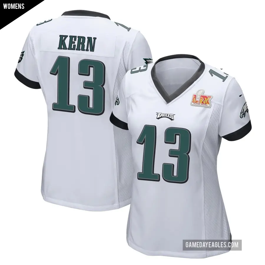 Women's Philadelphia Eagles ＃13 Brett Kern White Game Super Bowl LIX Jersey