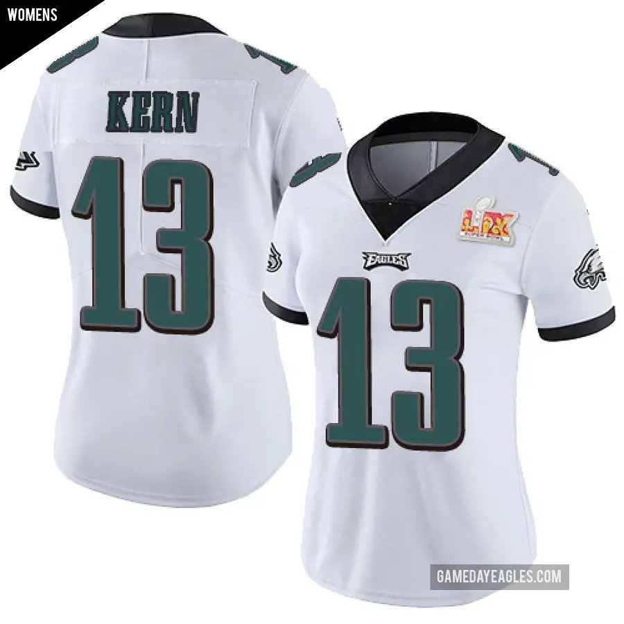 Women's Philadelphia Eagles ＃13 Brett Kern White Limited Vapor Untouchable Super Bowl LIX Jersey