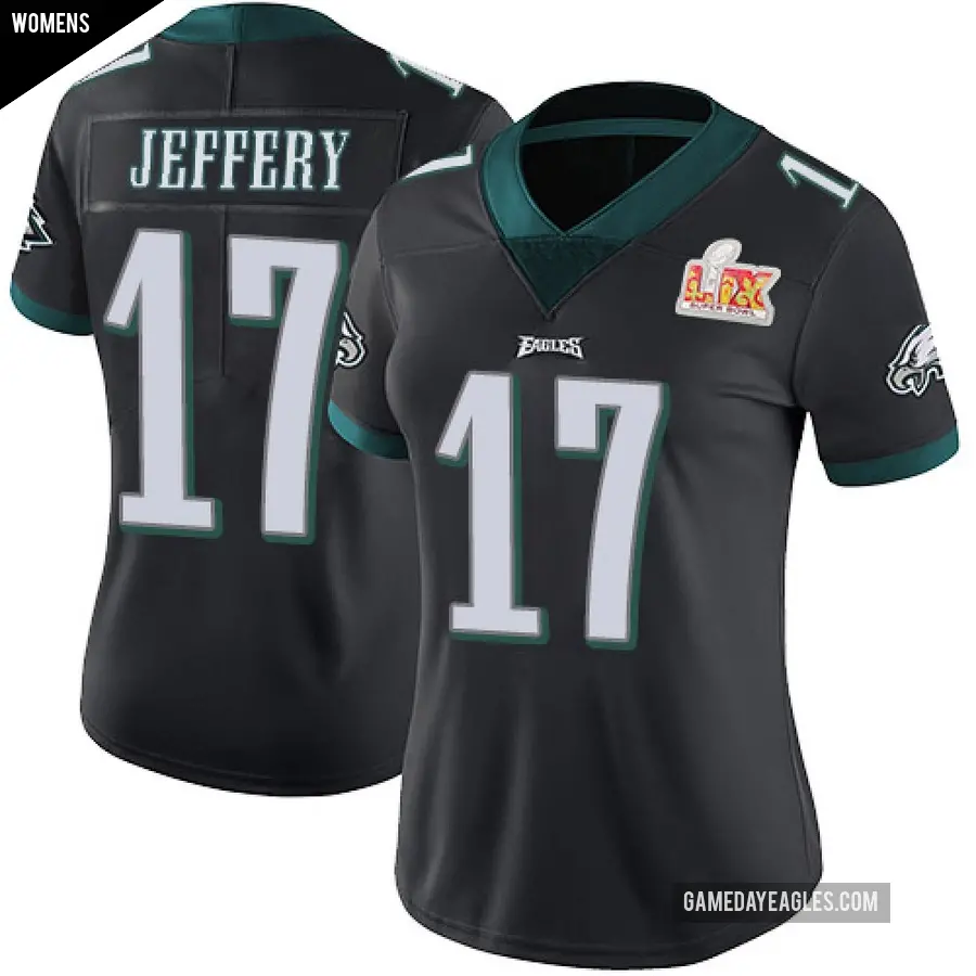 Women's Philadelphia Eagles ＃17 Alshon Jeffery Black Limited Alternate Vapor Untouchable Super Bowl LIX Jersey