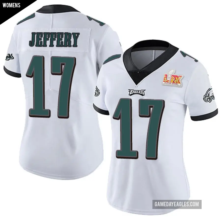 Women's Philadelphia Eagles ＃17 Alshon Jeffery White Limited Vapor Untouchable Super Bowl LIX Jersey