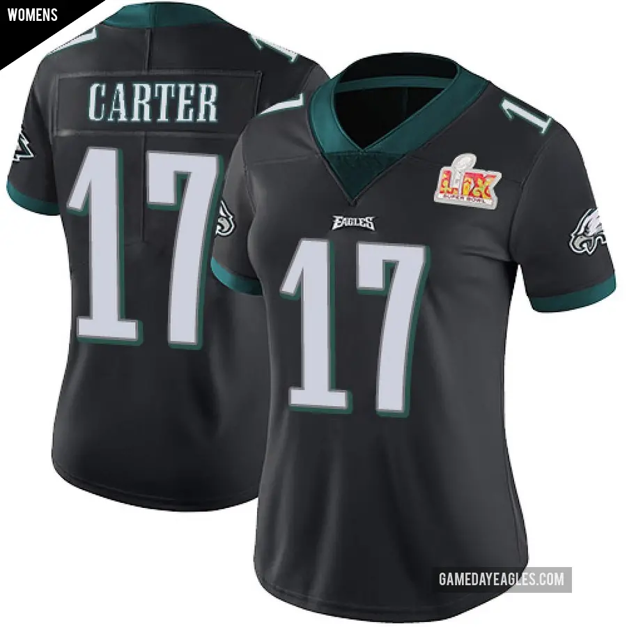 Women's Philadelphia Eagles ＃17 Cris Carter Black Limited Alternate Vapor Untouchable Super Bowl LIX Jersey