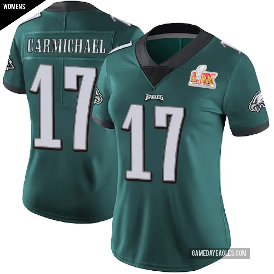 Women's Philadelphia Eagles ＃17 Harold Carmichael Green Limited Midnight Team Color Vapor Untouchable Super Bowl LIX Jersey