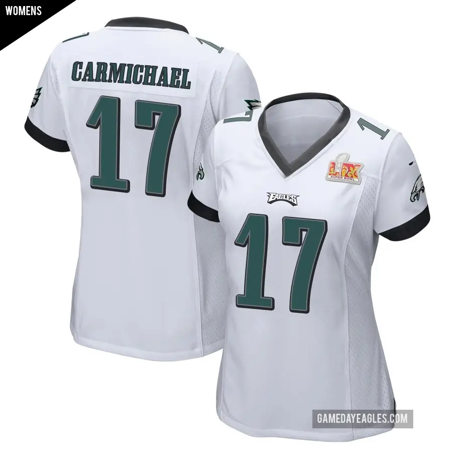Women's Philadelphia Eagles ＃17 Harold Carmichael White Game Super Bowl LIX Jersey