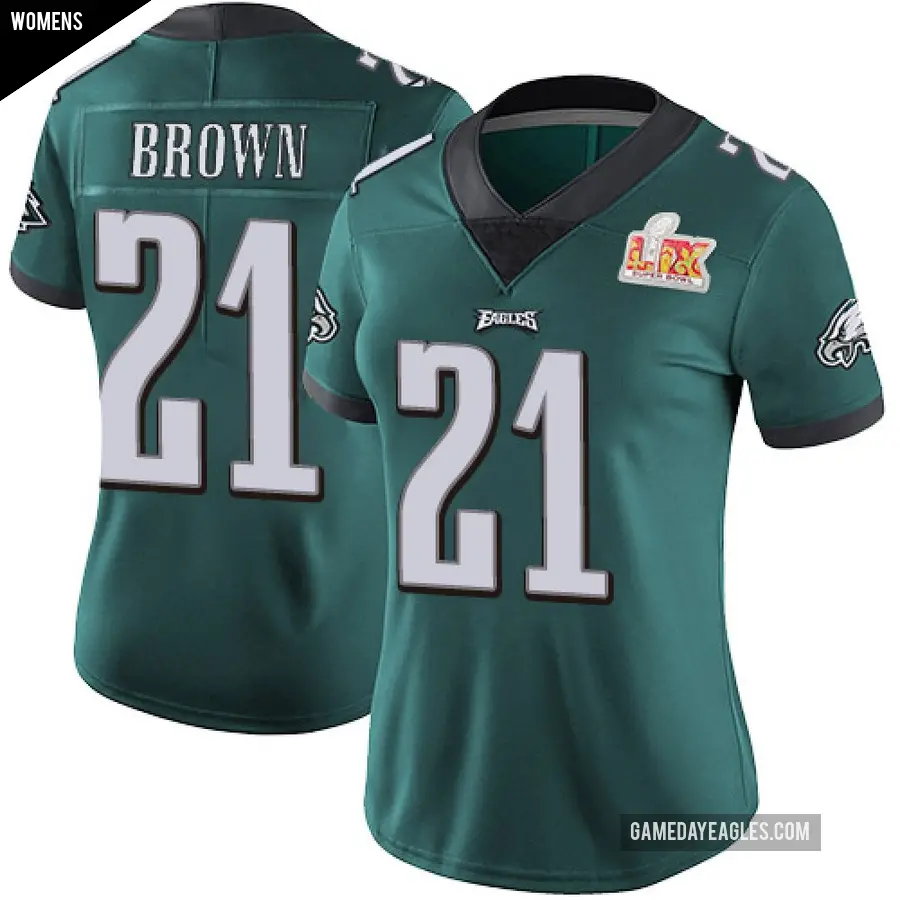 Women's Philadelphia Eagles ＃21 Sydney Brown Green Limited Midnight Team Color Vapor Untouchable Super Bowl LIX Jersey