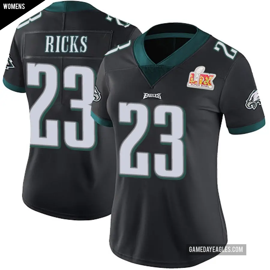 Women's Philadelphia Eagles ＃23 Eli Ricks Black Limited Alternate Vapor Untouchable Super Bowl LIX Jersey