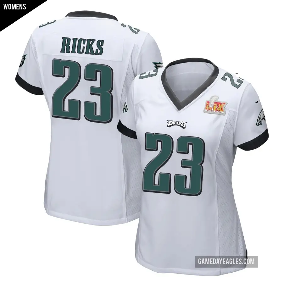 Women's Philadelphia Eagles ＃23 Eli Ricks White Game Super Bowl LIX Jersey
