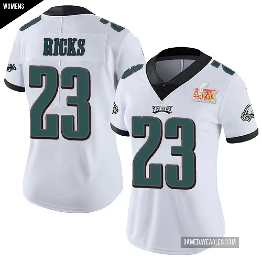 Women's Philadelphia Eagles ＃23 Eli Ricks White Limited Vapor Untouchable Super Bowl LIX Jersey