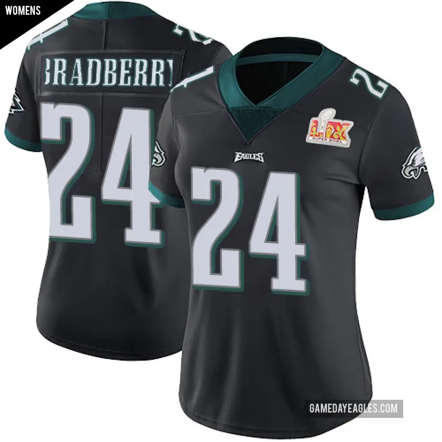 Women's Philadelphia Eagles ＃24 James Bradberry IV Black Limited Alternate Vapor Untouchable Super Bowl LIX Jersey
