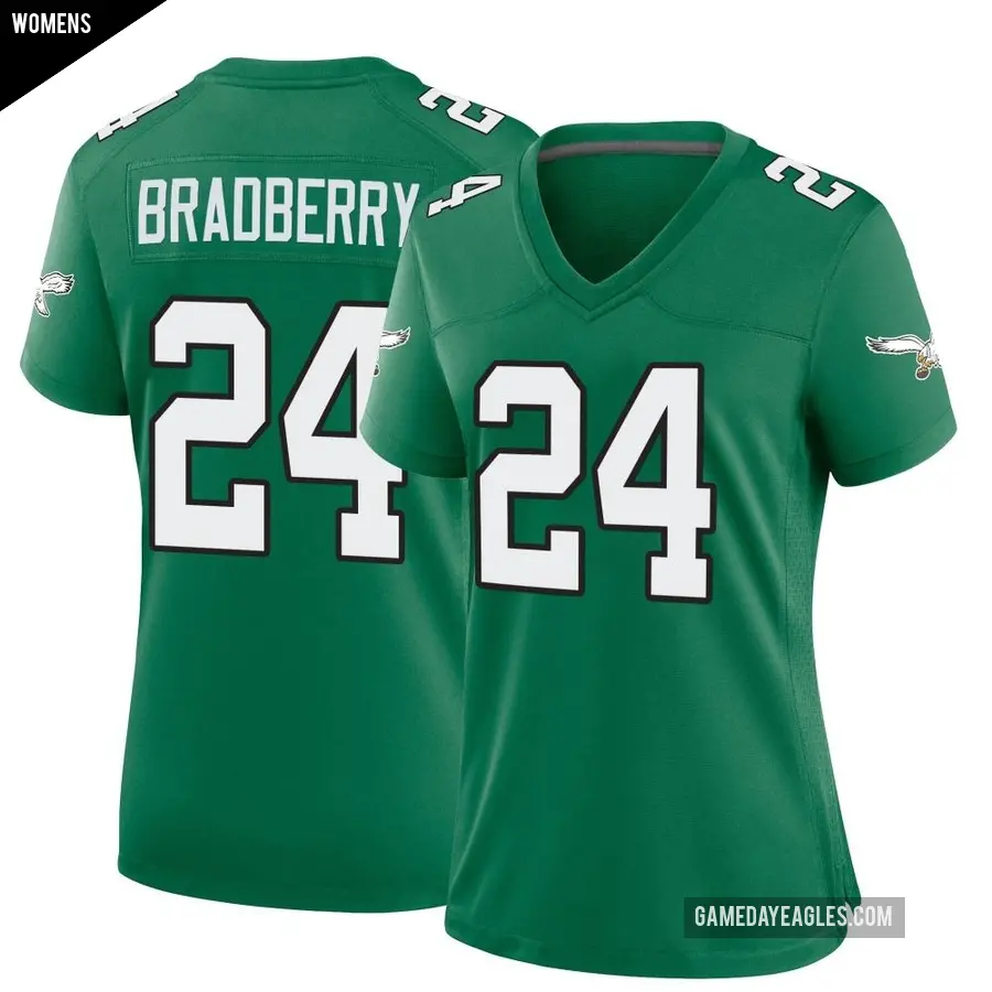 Women's Philadelphia Eagles ＃24 James Bradberry IV Green Game Kelly Alternate Jersey