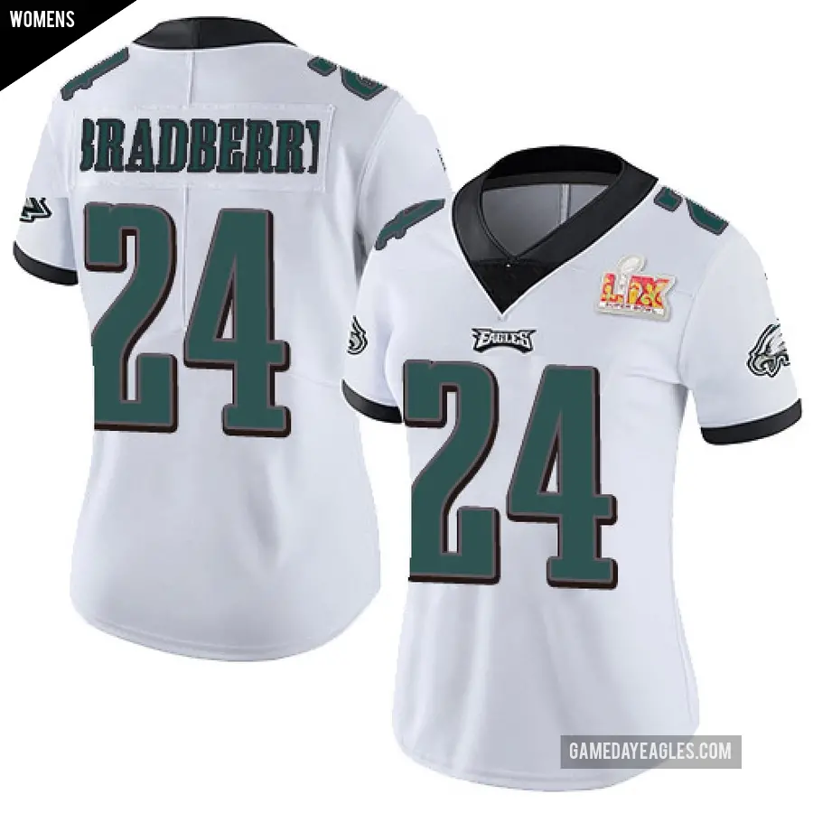 Women's Philadelphia Eagles ＃24 James Bradberry IV White Limited Vapor Untouchable Super Bowl LIX Jersey