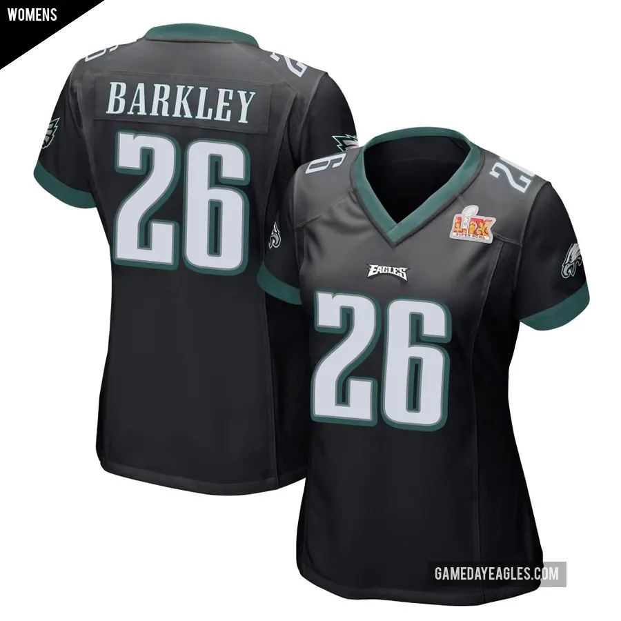 Women's Philadelphia Eagles ＃26 Saquon Barkley Black Game Alternate Super Bowl LIX Jersey
