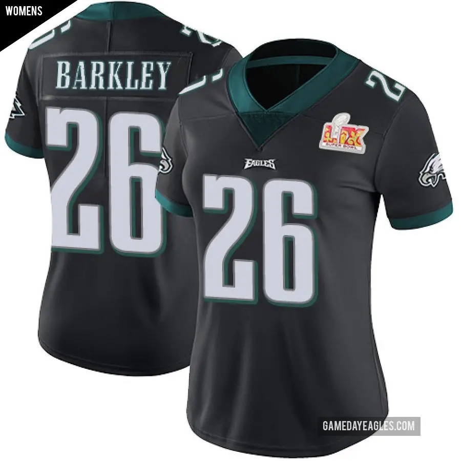 Women's Philadelphia Eagles ＃26 Saquon Barkley Black Limited Alternate Vapor Untouchable Super Bowl LIX Jersey