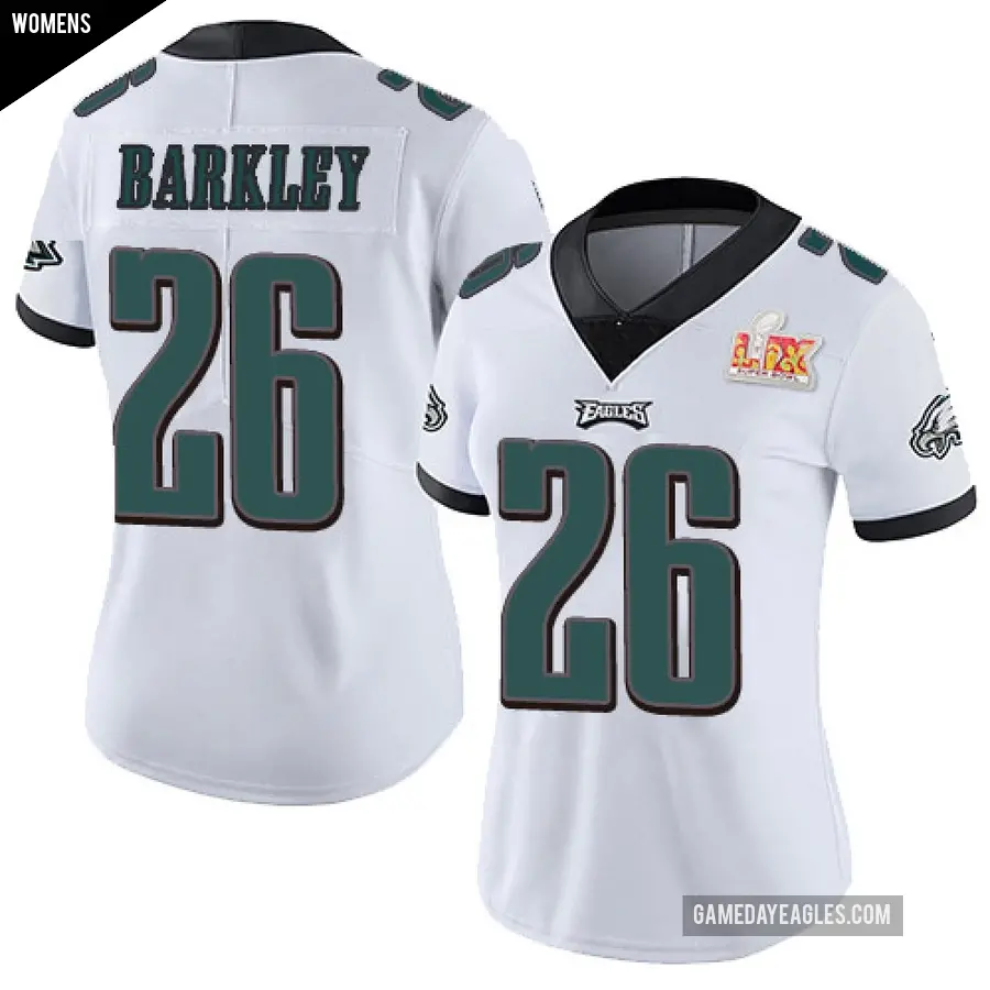 Women's Philadelphia Eagles ＃26 Saquon Barkley White Limited Vapor Untouchable Super Bowl LIX Jersey