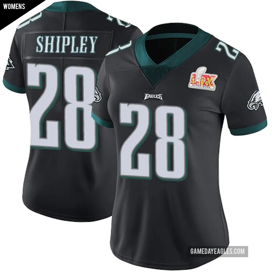 Women's Philadelphia Eagles ＃28 Will Shipley Black Limited Alternate Vapor Untouchable Super Bowl LIX Jersey