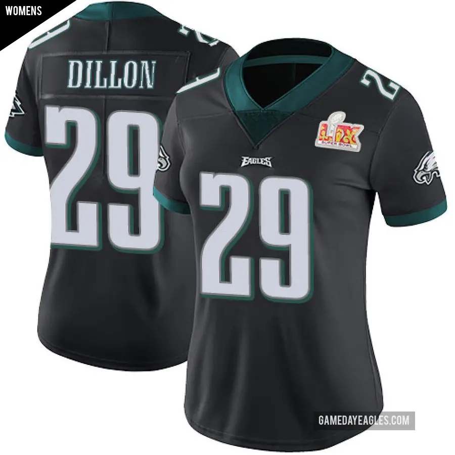 Women's Philadelphia Eagles ＃29 AJ Dillon Black Limited Alternate Vapor Untouchable Super Bowl LIX Jersey
