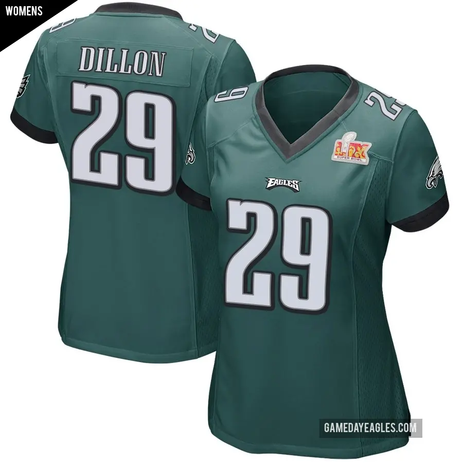 Women's Philadelphia Eagles ＃29 AJ Dillon Green Game Team Color Super Bowl LIX Jersey