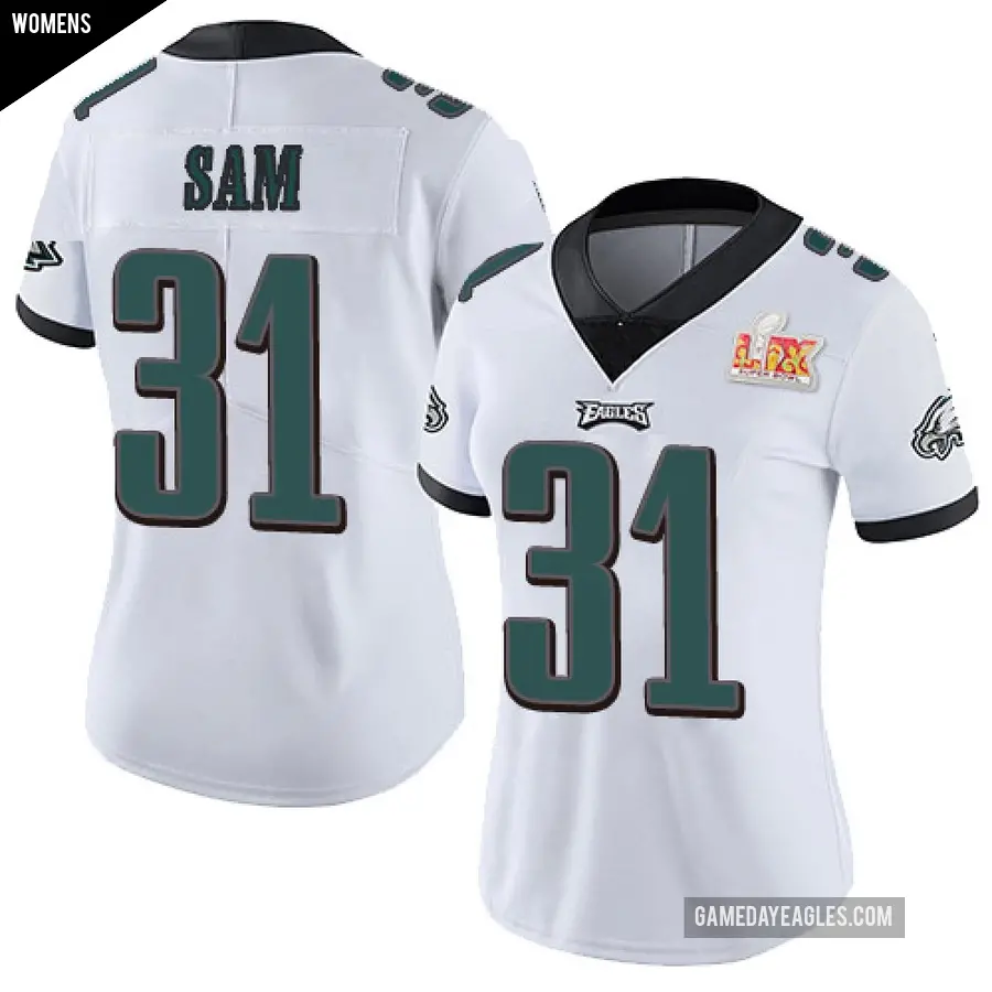 Women's Philadelphia Eagles ＃31 Andre' Sam White Limited Vapor Untouchable Super Bowl LIX Jersey