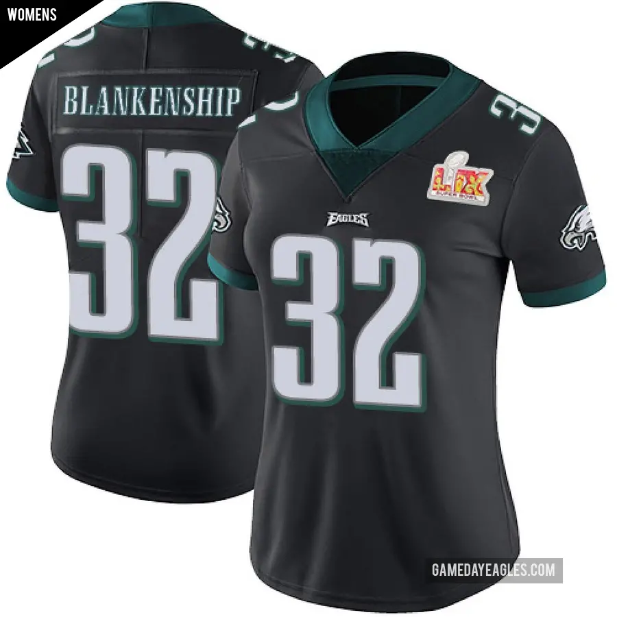 Women's Philadelphia Eagles ＃32 Reed Blankenship Black Limited Alternate Vapor Untouchable Super Bowl LIX Jersey