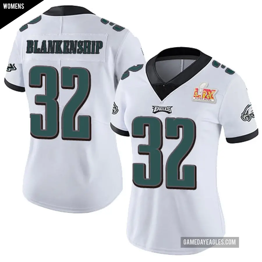 Women's Philadelphia Eagles ＃32 Reed Blankenship White Limited Vapor Untouchable Super Bowl LIX Jersey