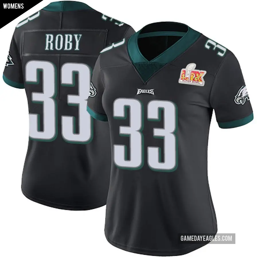 Women's Philadelphia Eagles ＃33 Bradley Roby Black Limited Alternate Vapor Untouchable Super Bowl LIX Jersey