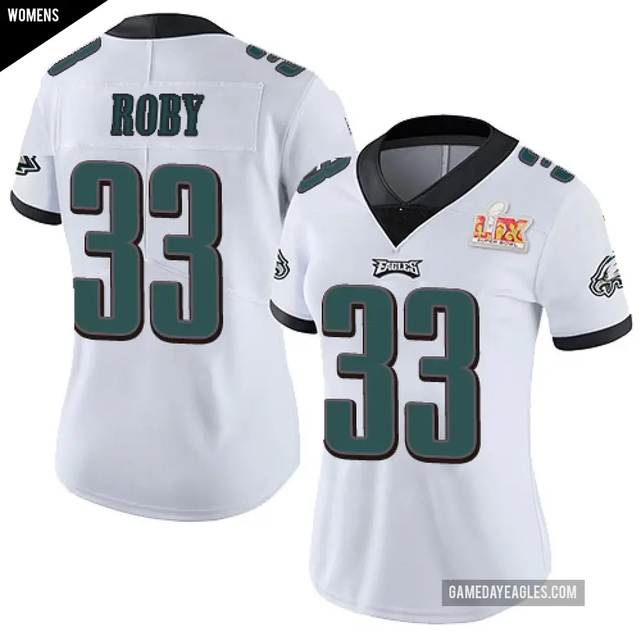 Women's Philadelphia Eagles ＃33 Bradley Roby White Limited Vapor Untouchable Super Bowl LIX Jersey