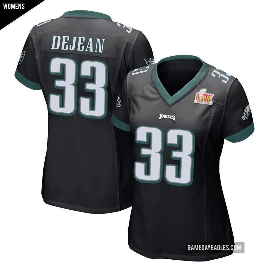 Women's Philadelphia Eagles ＃33 Cooper DeJean Black Game Alternate Super Bowl LIX Jersey