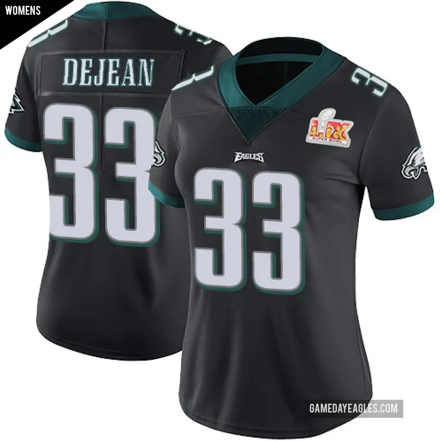 Women's Philadelphia Eagles ＃33 Cooper DeJean Black Limited Alternate Vapor Untouchable Super Bowl LIX Jersey