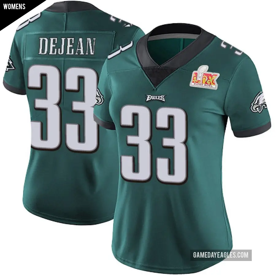Women's Philadelphia Eagles ＃33 Cooper DeJean Green Limited Midnight Team Color Vapor Untouchable Super Bowl LIX Jersey