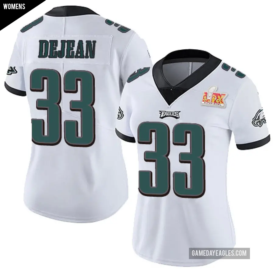 Women's Philadelphia Eagles ＃33 Cooper DeJean White Limited Vapor Untouchable Super Bowl LIX Jersey