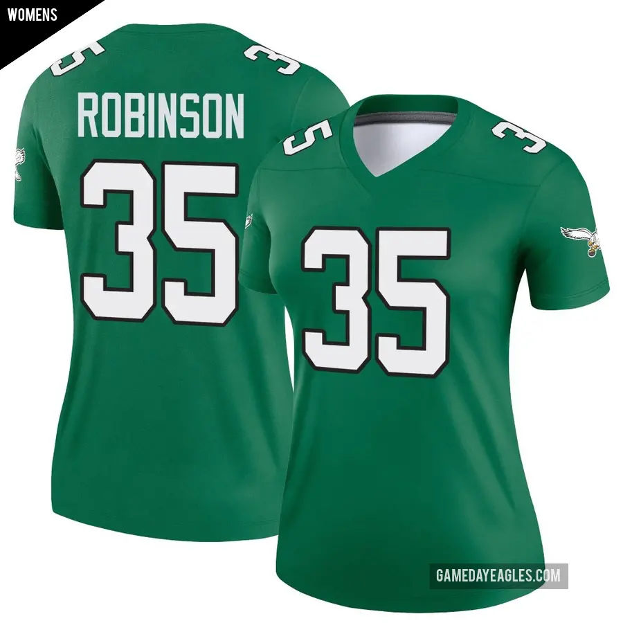 Women's Philadelphia Eagles ＃35 Keilan Robinson Green Legend Kelly Alternate Jersey