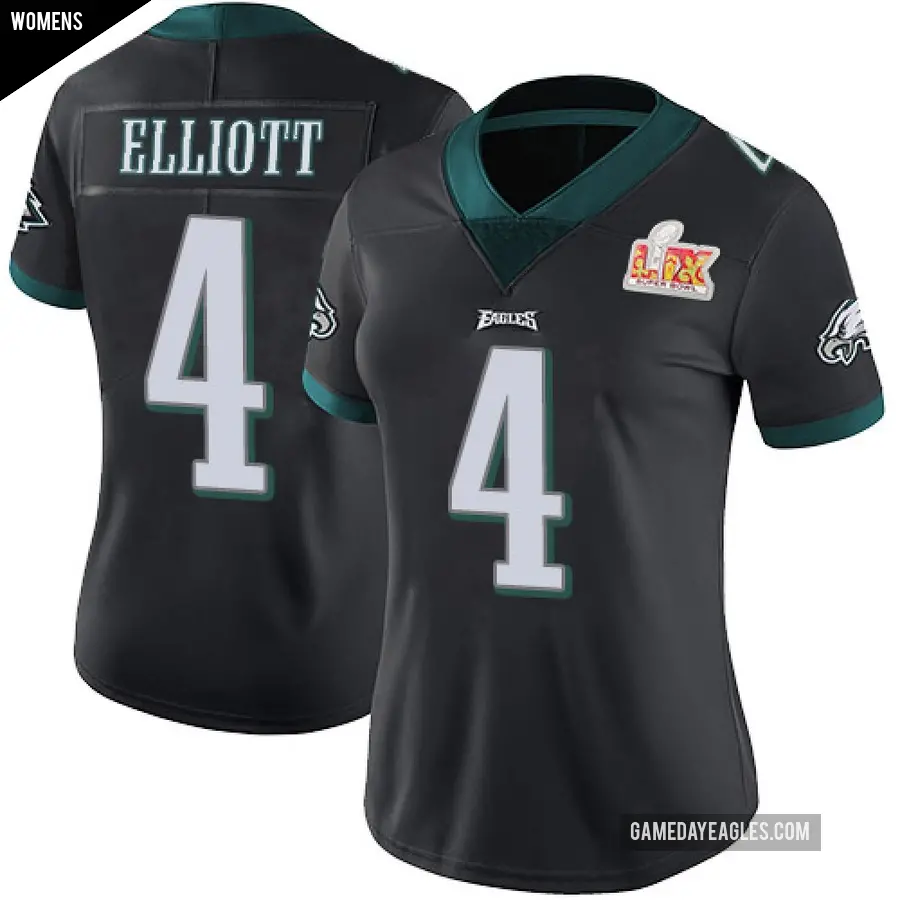 Women's Philadelphia Eagles ＃4 Jake Elliott Black Limited Alternate Vapor Untouchable Super Bowl LIX Jersey