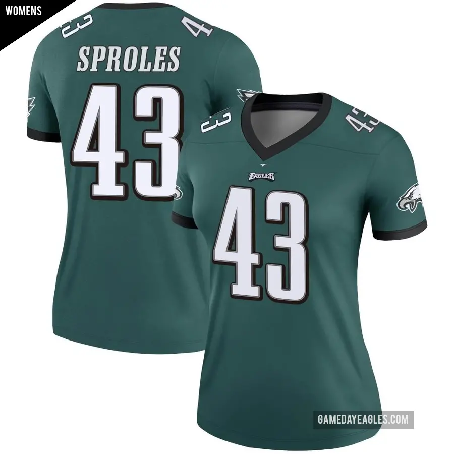Women's Philadelphia Eagles ＃43 Darren Sproles Green Legend Jersey