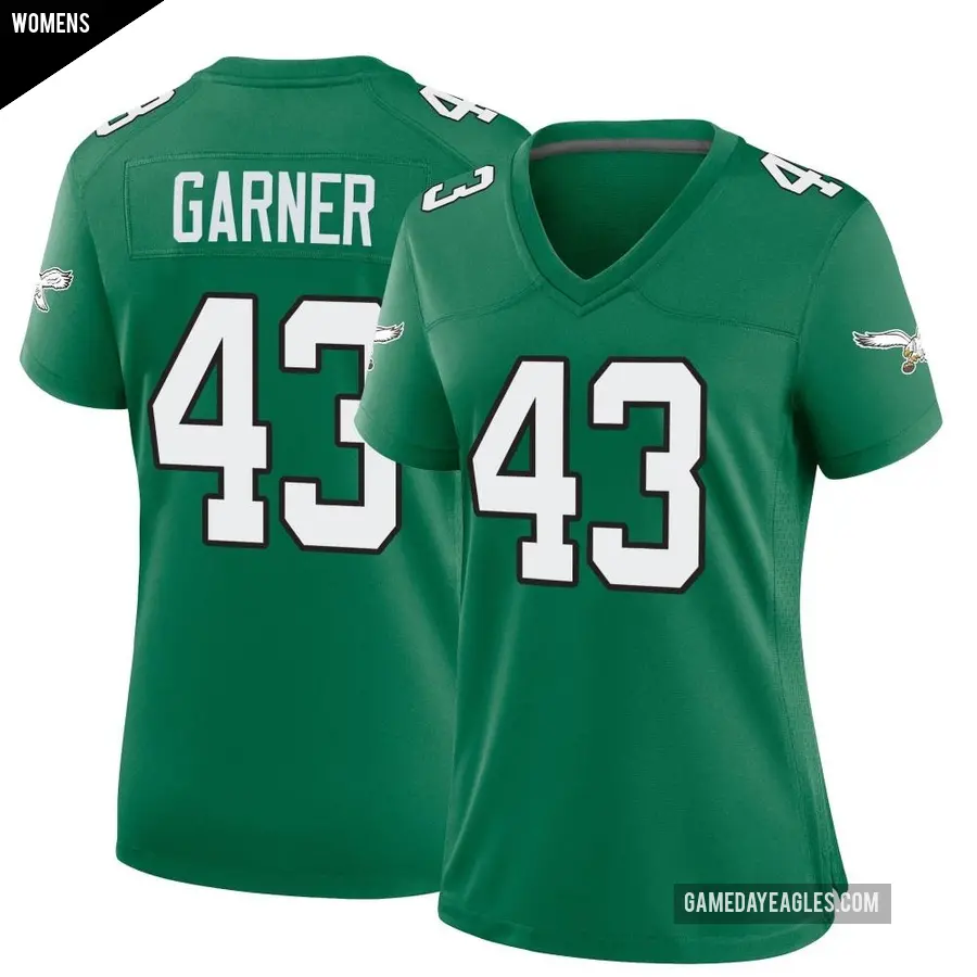 Women's Philadelphia Eagles ＃43 Mekhi Garner Green Game Kelly Alternate Jersey
