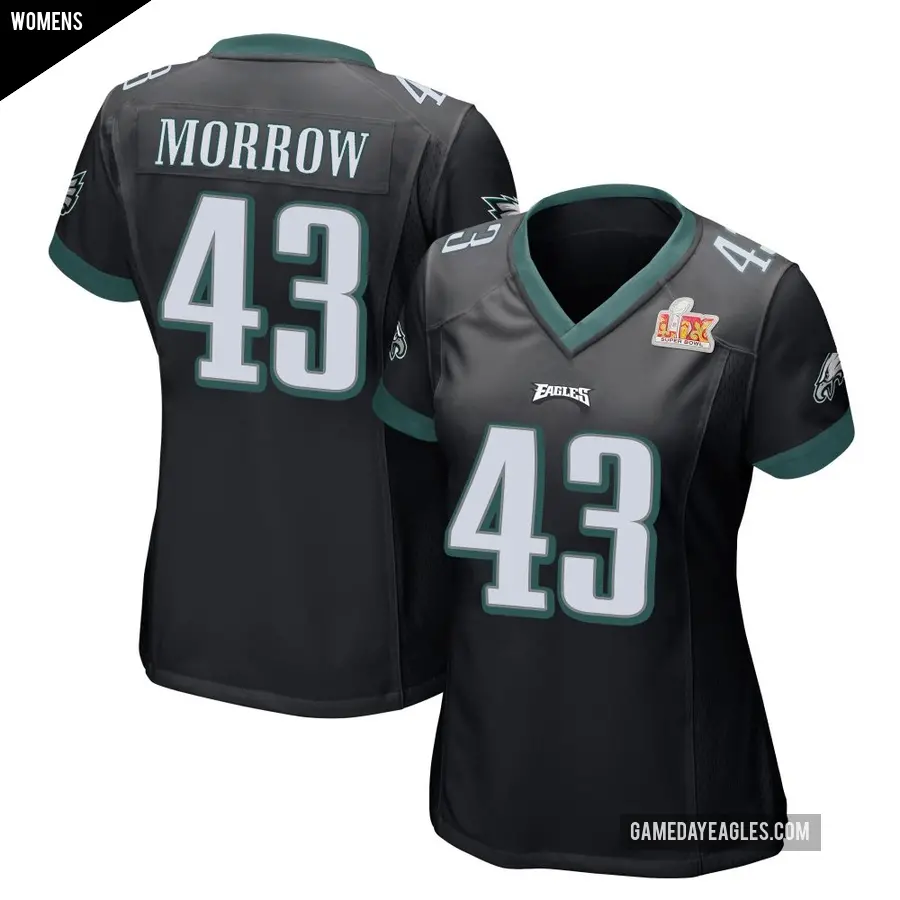 Women's Philadelphia Eagles ＃43 Nicholas Morrow Black Game Alternate Super Bowl LIX Jersey